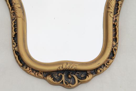 ornate hall or mantel mirror, vintage gold rococo plastic frame w/ french fairy tale style!