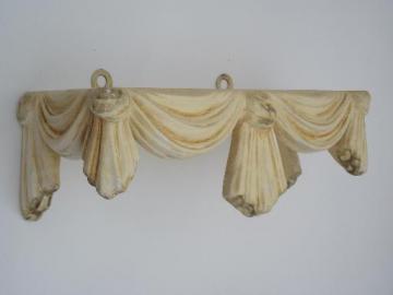ornate vintage plaster wall shelf, french country ivory and gold chalkware
