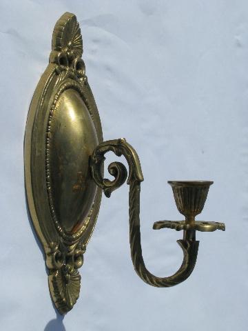 ornate wall sconces, solid brass candle sconce pair