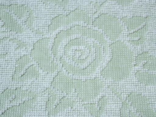 pair green and white roses hobnail candlewick bedspreads w/ popcorn fringe