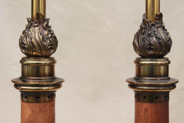 Pair Mid Century Vintage Stiffel Lamps Solid Brass Wood W Pair Mid Century Vintage Stiffel Lamps Solid Brass Wood W Three Way Switch