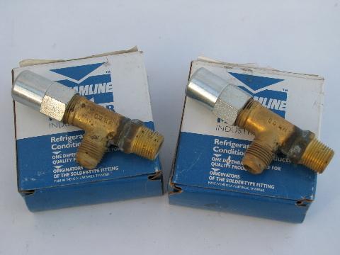 pair of new-old-stock Streamline/Mueller packed angle valves, A-13186