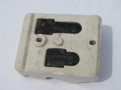 pair of old antique early GE architectural fuse holders with Edison sockets & 1901 patent