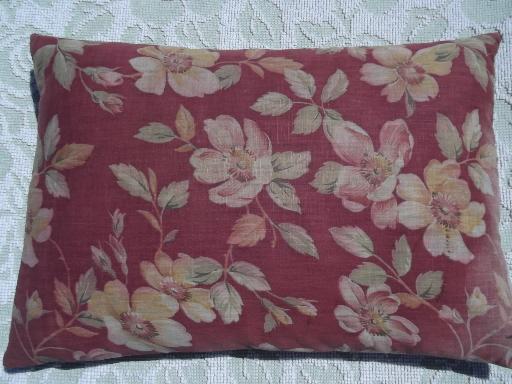 pair of old feather pillows, lovely vintage floral cotton fabric covers