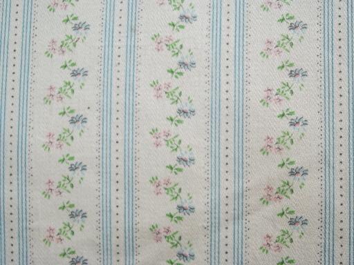 pair of old feather pillows, vintage floral cotton ticking fabric covers