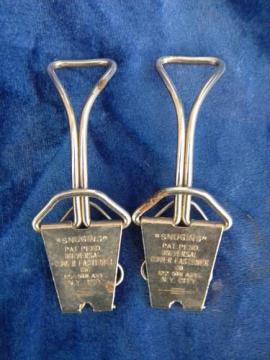 pair of vintage Snugin blanket clips for baby carriage or buggy
