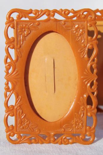 pair ornate antique celluloid picture frames for miniatures or tiny photos
