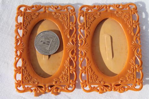 pair ornate antique celluloid picture frames for miniatures or tiny photos