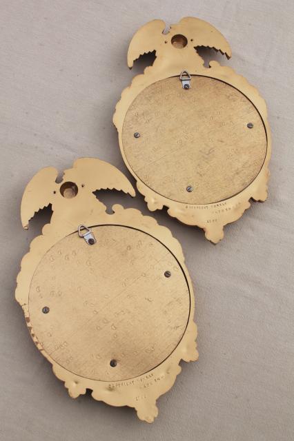 pair vintage fish eye convex bubble dome glass mirrors in classic gold federal eagle frames