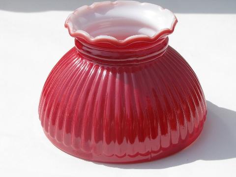 pair vintage red over white glass replacement student lamp shades