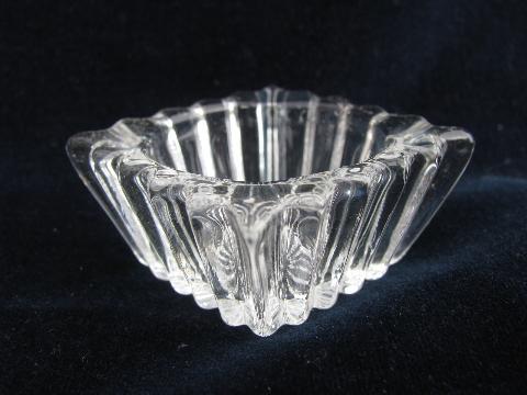 perfect set of 8 vintage glass salt dip dishes, individual open salts