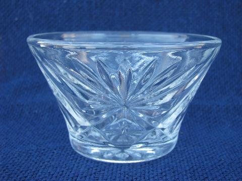 pineapple pattern pres-cut pattern glass sherbets, cups and tiny plates