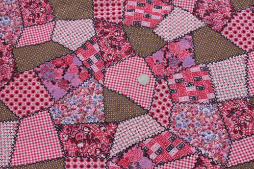 pink patchwork print vintage cotton quilting fabric, cheater quilt print