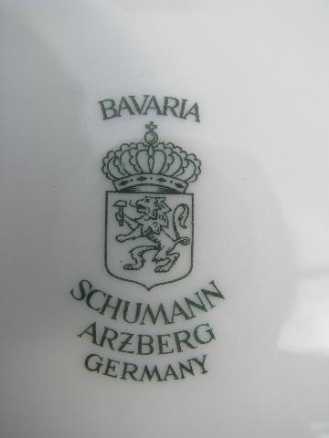 pink rose and tulip, vintage Schumann Bavaria salad plates lot