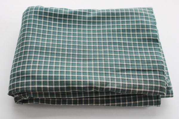 plaid cotton shirting fabric, 7 yds vintage work clothes camp shirt material