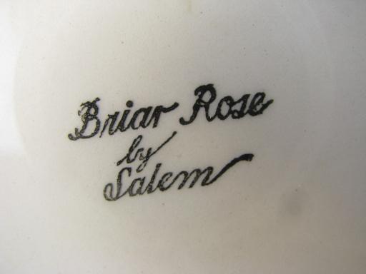 platinum trim Briar Rose vintage Salem china bowls, embossed floral rim
