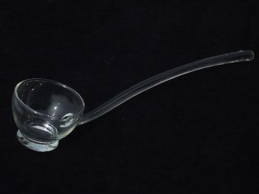 pressed glass ladle for vintage punch set, cup shaped ladle bowl