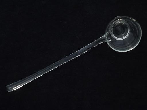 pressed glass ladle for vintage punch set, cup shaped ladle bowl