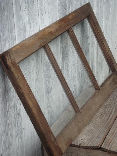 primitive antique wood window frame from old Wisconsin barn or farmhouse