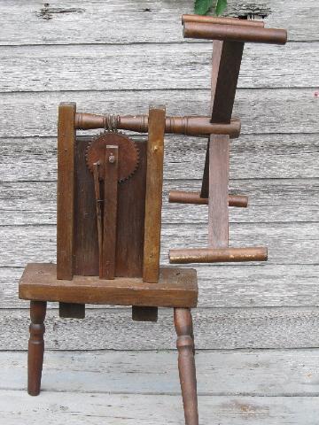 primitive antique wood yarn skein winder w/ mortis & tenon joints