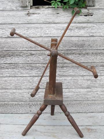 primitive antique wood yarn skein winder w/ mortis & tenon joints