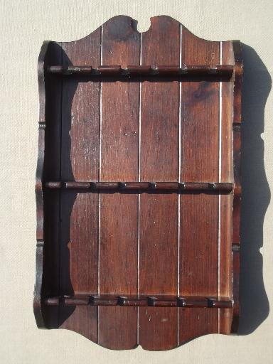 Primitive Beadboard Spoon Holder Wall Rack Distressed Vintage Country Pine