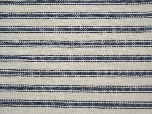 primitive old feather pillows, vintage blue stripe cotton ticking fabric