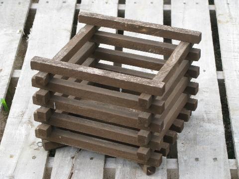 primitive old slatted wood crate garden or hanging planter box