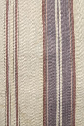 primitive vintage feather pillow w/ old wide striped cotton ticking fabric 