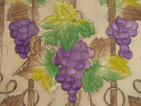 purple grapes, vintage cotton pillow top for tinted embroidery