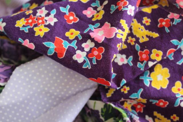 purple prints 30s 40s 50s vintage cotton scraps bundle for quilting sewing craft projects