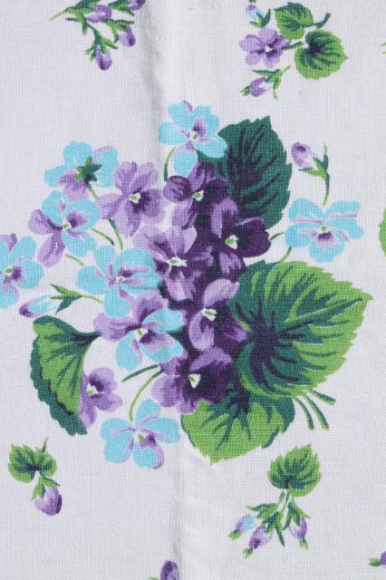 purple violets vintage printed cotton apron & kitchen tablecloth, so retro & so sweet!