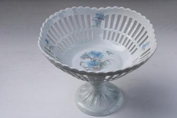 rare Haviland Limoges china pierced bowl fruit stand, French country blue cornflower, Bergere A Charme du Logis