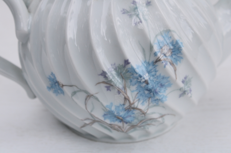 rare Haviland Limoges china tea pot, French country blue cornflower, Bergere A Charme du Logis