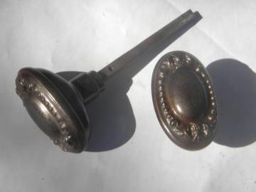 rare antique Victorian vintage ornate cast iron oval door knob
