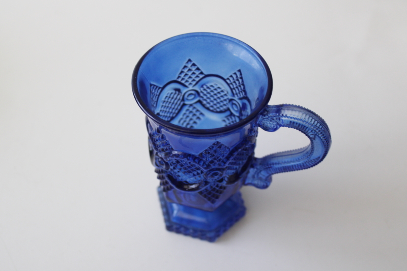 rare blue color vintage Avon Cape Cod pattern pressed glass mug