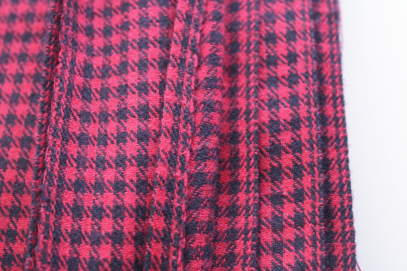red  black houndstooth checked cotton flannel shirt fabric, 7 yards 44 wide shirting