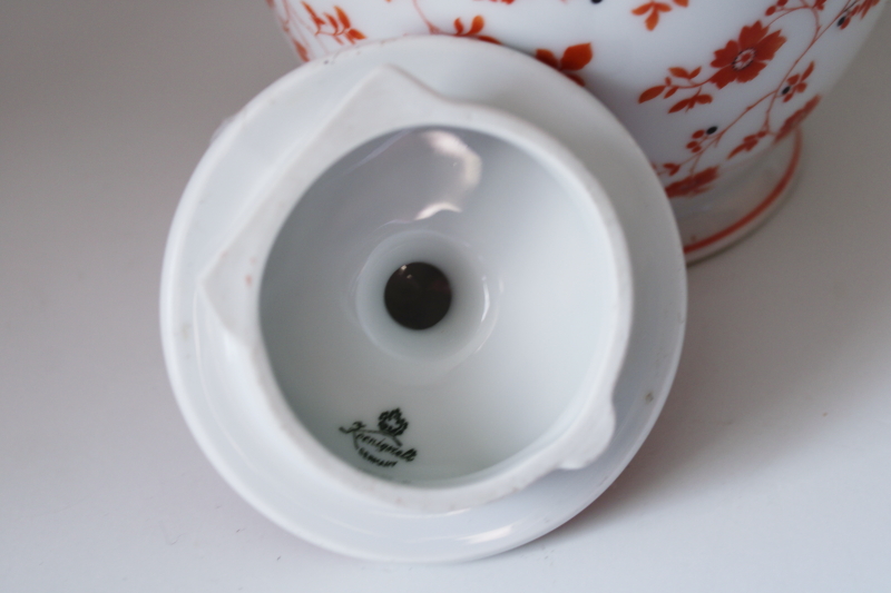 red calico chintz china coffee pot, vintage Koenigszelt Germany porcelain