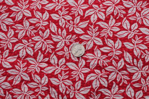 red & white print cotton plisse, summery cotton crinkle fabric, 50 vintage