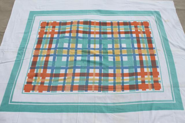 retro 50s 60s kitchen tablecloth lot, vintage tablecloths in plaids & prints