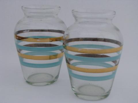 retro 50's glass, pair tiny vintage vases