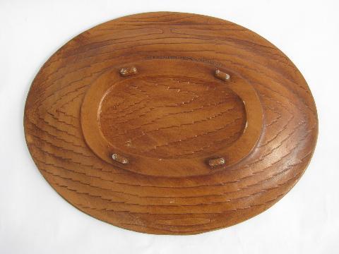retro 50s vintage Syroco oval platter, Bless Our Home bread plate