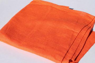 retro 60s vintage pure linen fabric, tangerine orange solid color
