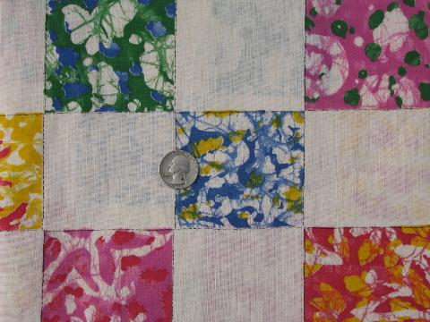 retro 70s color splash patchwork blocks print cotton quilt fabric