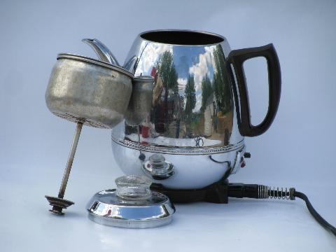 retro egg-shaped chrome vintage G. E. coffee maker percolator pot