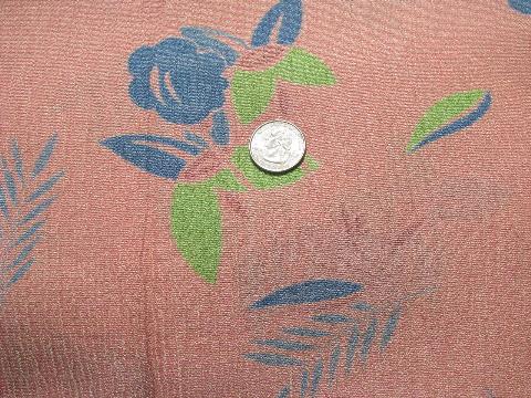 retro hippie vintage crinkle gauze textured fabric, cotton blossom print