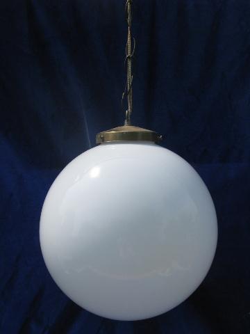 retro lighting, 60s mod big round ball hanging lamp, vintage ceiling fixure