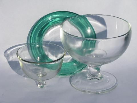 retro red & green lucite plastic holiday serving dishes, ice lined bowls