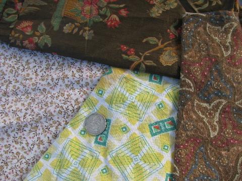 retro vintage 40s-50s fabric scrap lot, tiny prints for quilts, doll clothes