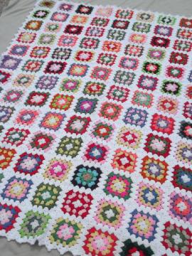 retro vintage crochet granny square afghan, big enough for a bedspread